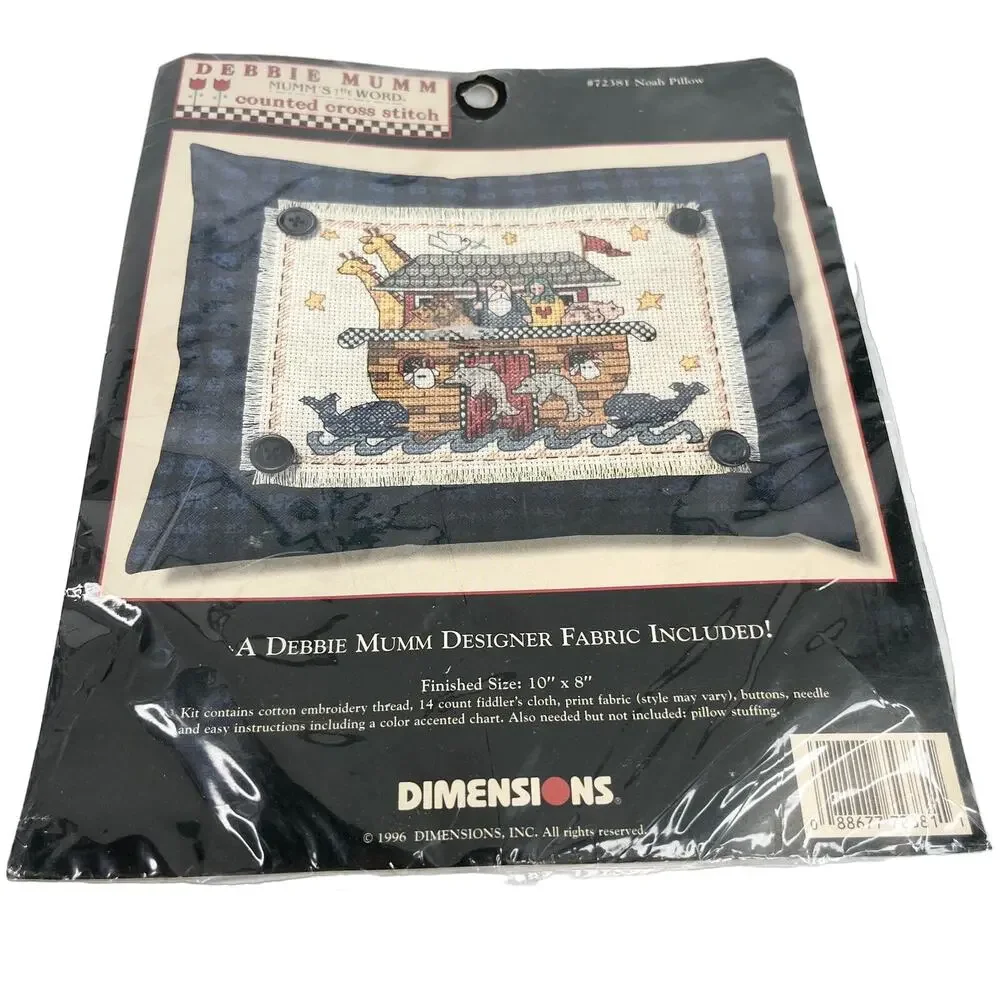 Debbie Mumm Vintage Noah's Ark Pillow Counted Cross Stitch Kit #72381 New